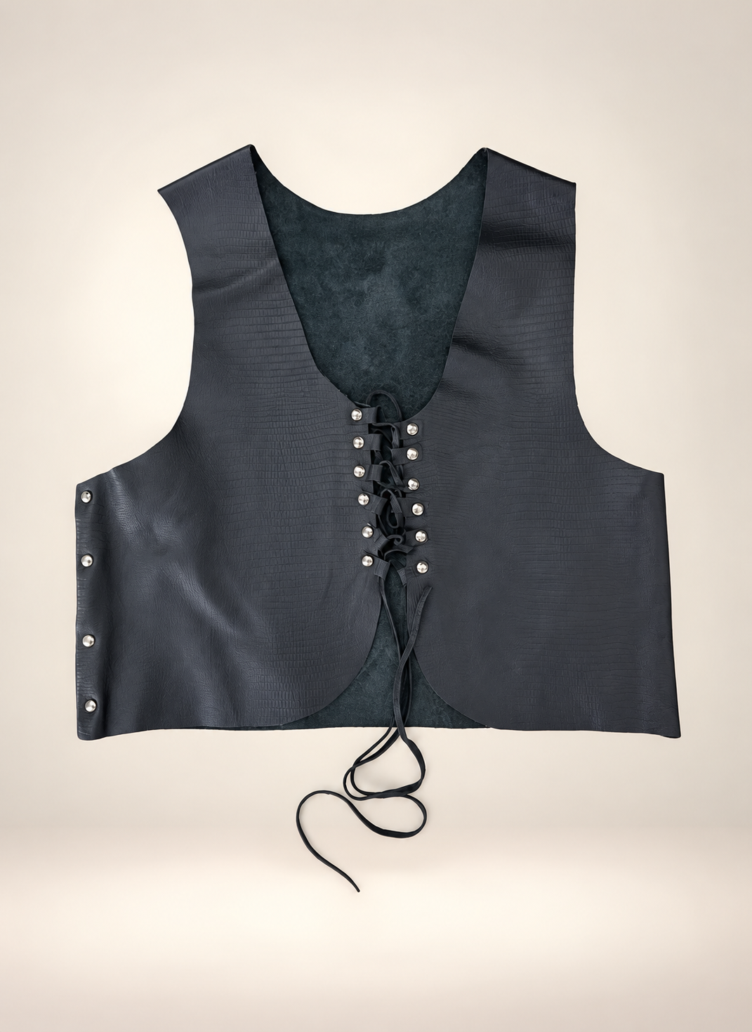 Noche Oscura — Chaleco Boho Negro Cuero