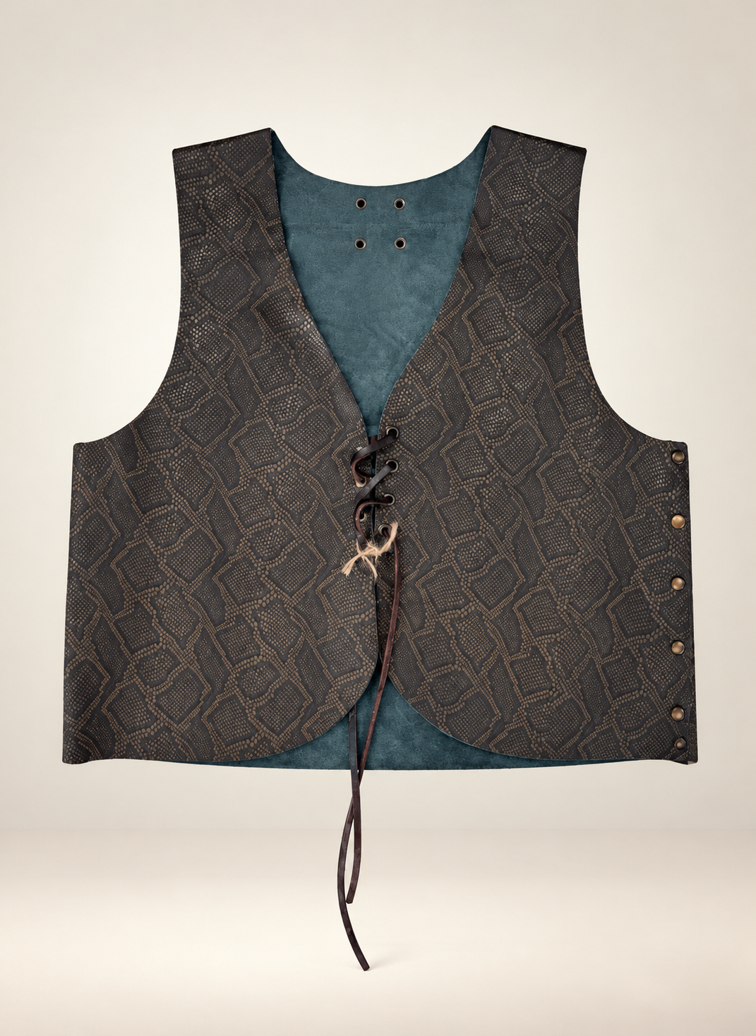 Serpiente del Sur — Chaleco Boho Reptil Oscuro