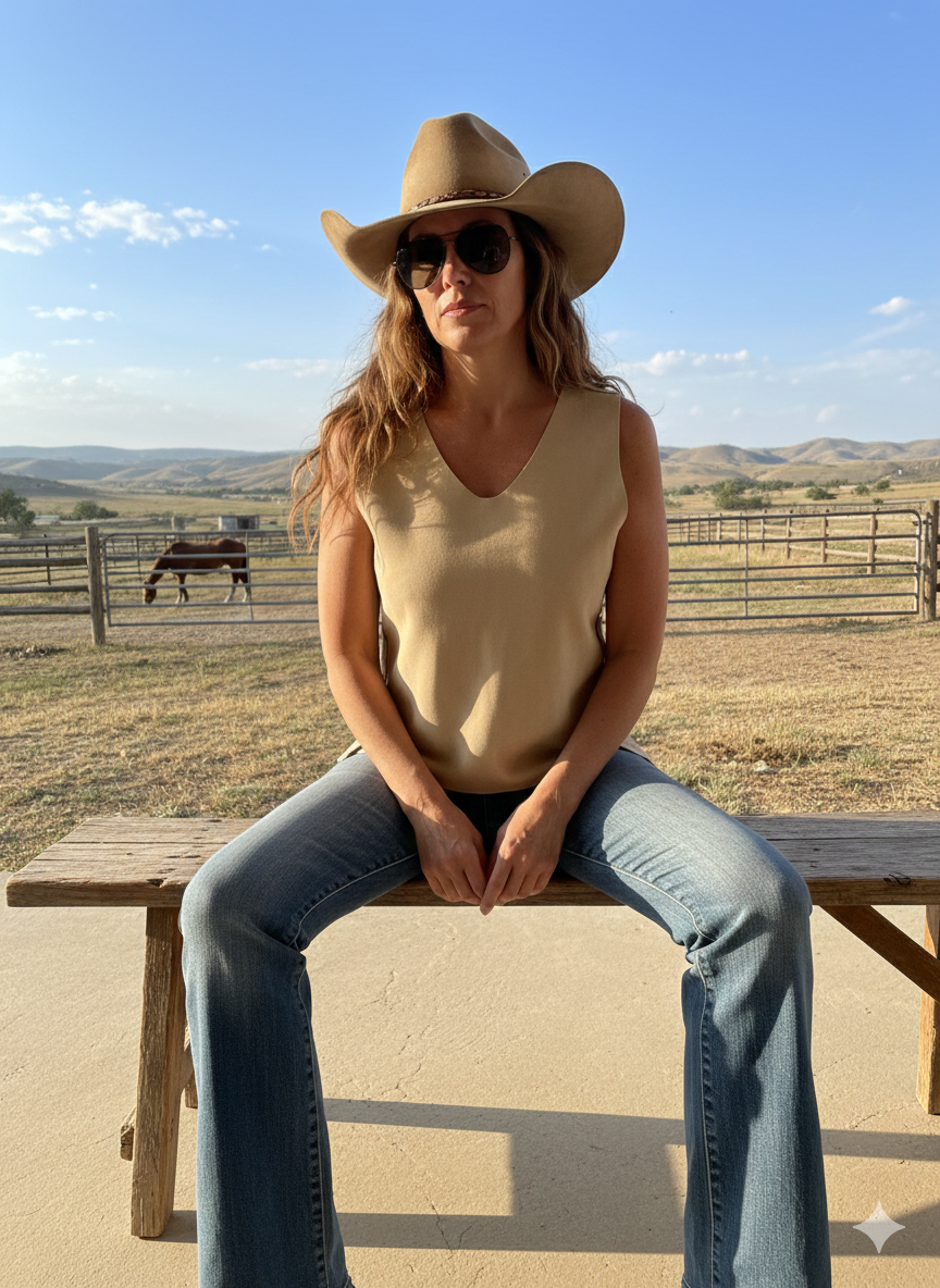 Brisa del Desierto — Chaleco Boho Beige Gamuza