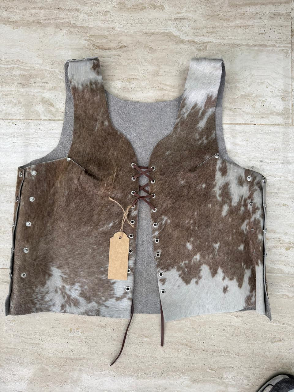 Río Bravo — Chaleco Boho Piel con Cordones